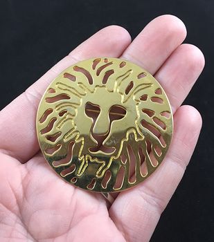 Gold Toned Lion Head Brooch Pin Jewelry #n2adJDD7mPI