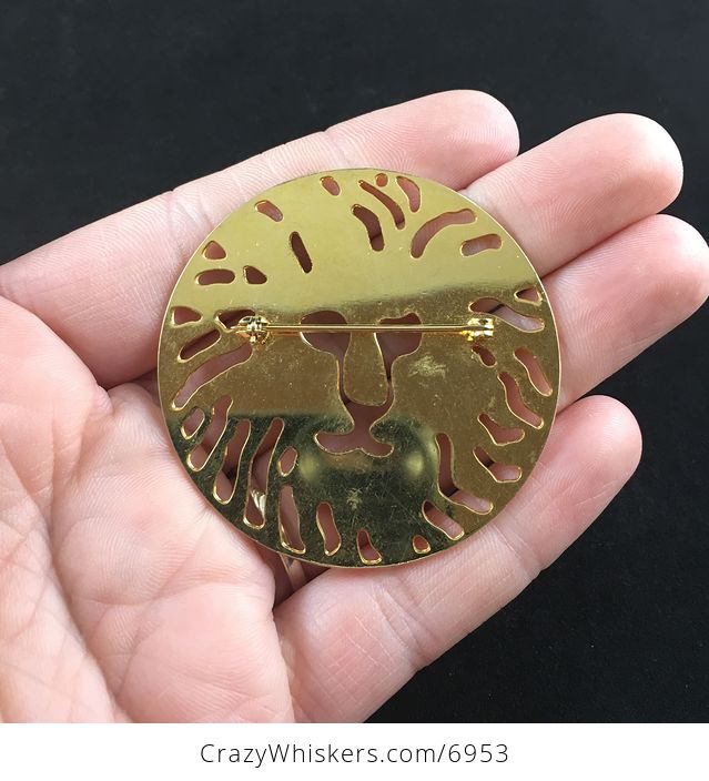 Gold Toned Lion Head Brooch Pin Jewelry - #n2adJDD7mPI-4