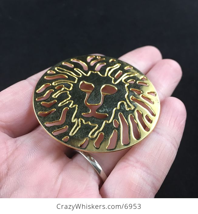 Gold Toned Lion Head Brooch Pin Jewelry - #n2adJDD7mPI-2