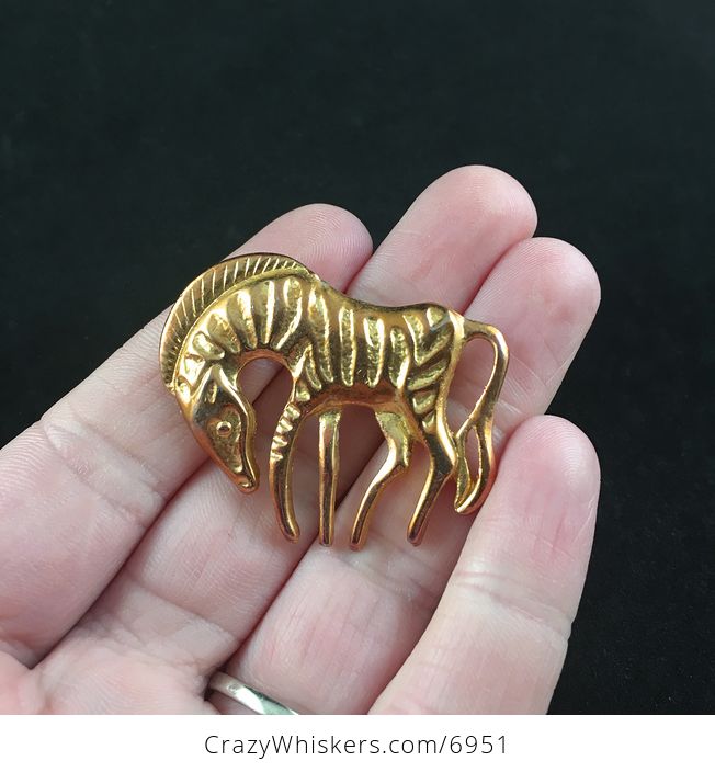 Gold Toned Zebra Brooch Pin - #DIvDgBoIUdY-1