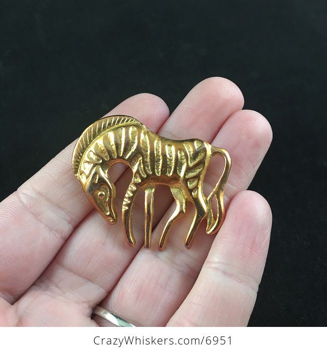 Gold Toned Zebra Brooch Pin - #DIvDgBoIUdY-2