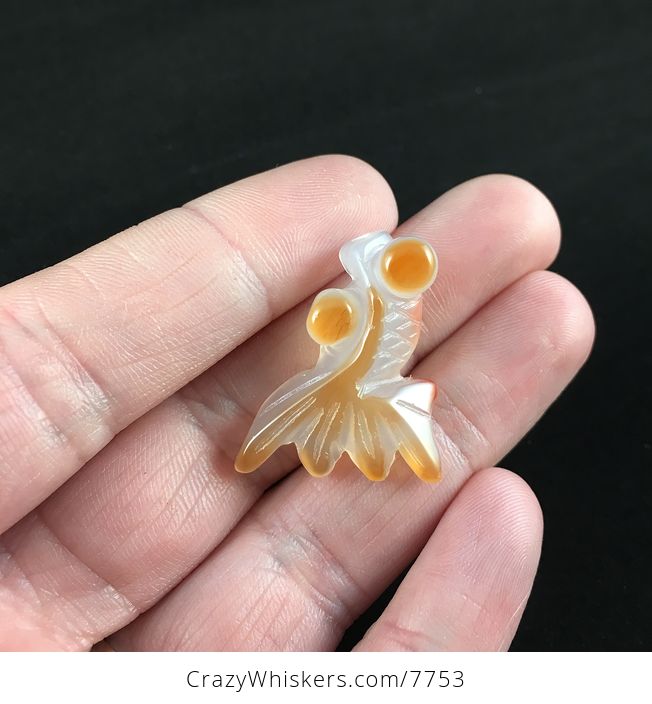 Goldfish Carved Agate Jewelry Pendant - #gU4F5l8IHnY-1