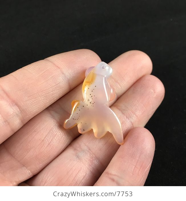 Goldfish Carved Agate Jewelry Pendant - #gU4F5l8IHnY-3