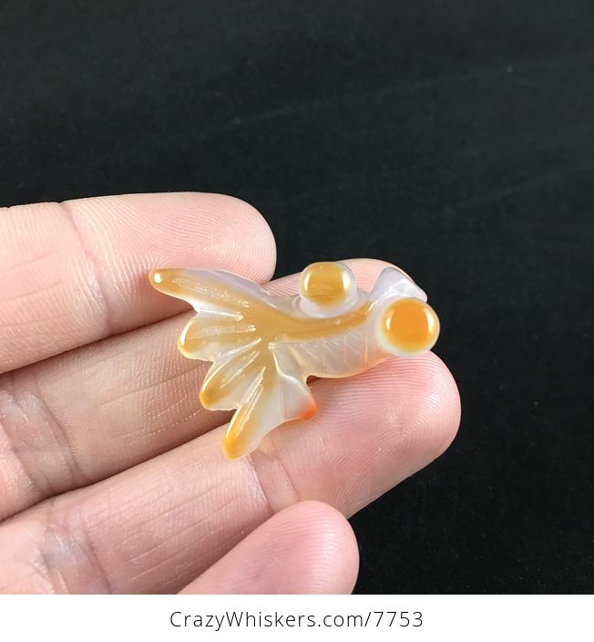 Goldfish Carved Agate Jewelry Pendant - #gU4F5l8IHnY-2