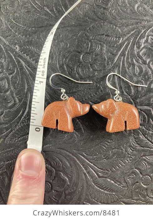 Goldstone Bear Earrings - #DBXgDCwSr0I-5