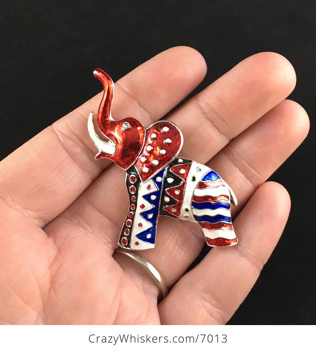 Gorgeous Tribal Patterned American Colored Elephant Jewelry Brooch Pin - #ATTR5EEABLA-1