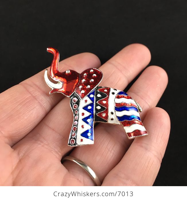 Gorgeous Tribal Patterned American Colored Elephant Jewelry Brooch Pin - #ATTR5EEABLA-2