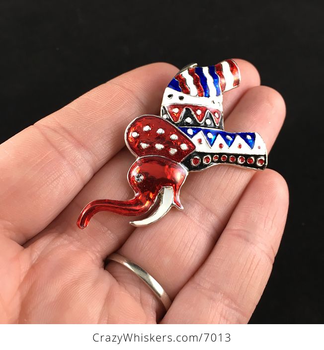 Gorgeous Tribal Patterned American Colored Elephant Jewelry Brooch Pin - #ATTR5EEABLA-4