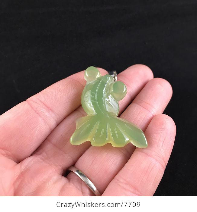 Green Carved Agate Goldfish Pendant Jewelry - #dAWlxz5mVmo-2