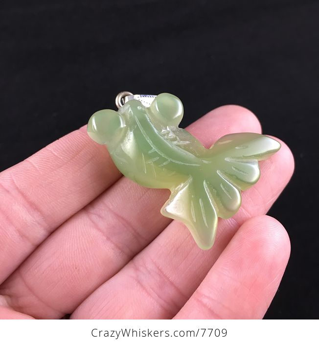Green Carved Agate Goldfish Pendant Jewelry - #dAWlxz5mVmo-4