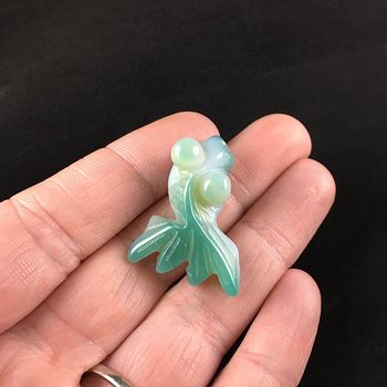 Green Goldfish Carved Agate Jewelry Pendant #8hneVL0dMqY
