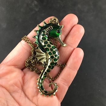 Green Seahorse Jewelry Necklace Pendant #G7KwfB6IglU