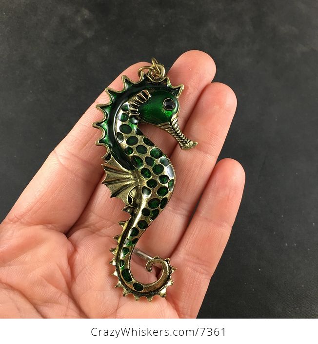 Green Seahorse Jewelry Necklace Pendant - #G7KwfB6IglU-2