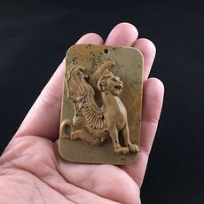 Griffin Gryphon Griffon Carved Ribbon Jasper Stone Pendant Jewelry #6BeO0r9DCpM