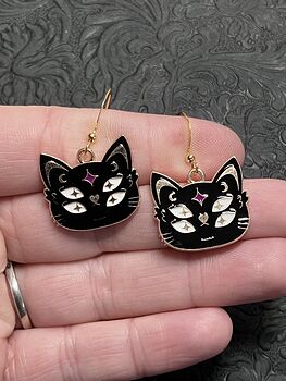 Halloween Black Cat Face Witchy Earrings #pMzkbZ1flU4