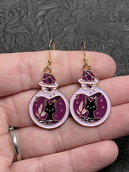 Halloween Black Cat in a Spell Jar Witchy Earrings #NFzkGFctBsI