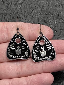 Halloween Black Cat Ouija Board Planchette Kitty Witchy Earrings #1E2L3noAs0o