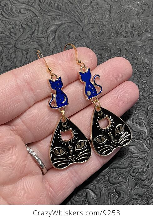 Halloween Black Cat Ouija Planchette and Celestial Kitty Witchy Earrings - #NgsoSgnfqUI-2