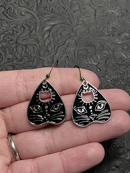 Halloween Black Cat Ouija Planchette Kitty Witchy Earrings #yFqq0gBsRPg