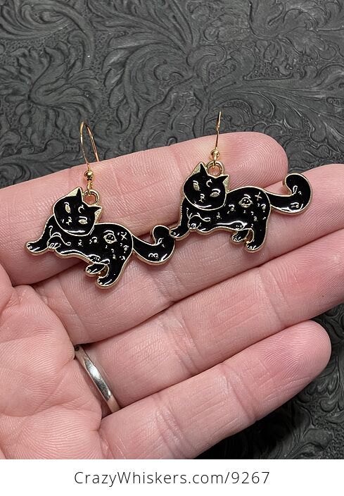 Halloween Celestial Black Cat Witchy Earrings - #zehZRNtNjsk-1