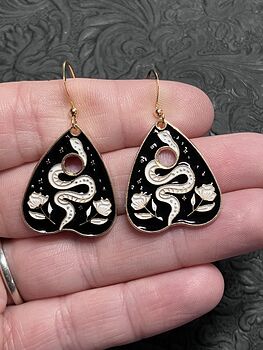 Halloween Ouija Planchette Flower and Serpent Witchy Earrings #RVaEMAk6W9g