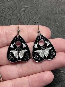 Halloween Ouija Planchette Moth or Butterfly Witchy Earrings #3A9xAFMIIh4