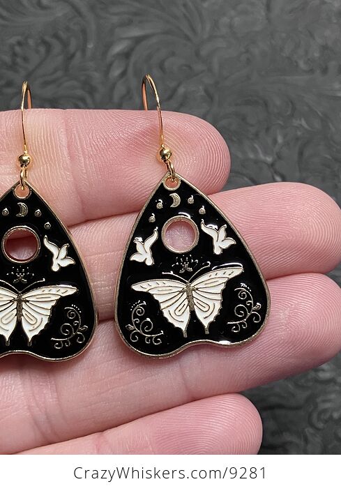 Halloween Ouija Planchette Moth or Butterfly Witchy Earrings - #2Sx8yzNAFrA-2