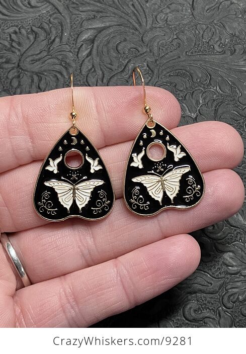 Halloween Ouija Planchette Moth or Butterfly Witchy Earrings - #2Sx8yzNAFrA-1