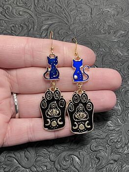 Halloween Witchy Black Cat Mystical Celestial Kitty Earrings #4800eC3lHrQ