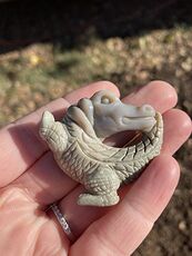Hand Carved Alligator in Oregon Succor Creek Jasper Stone Cabochon Pendant Jewelry #GPfbnscQLF8