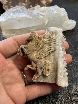 Hand Carved Crystal Stone Pegasus Figurine #nhPImtNDii0