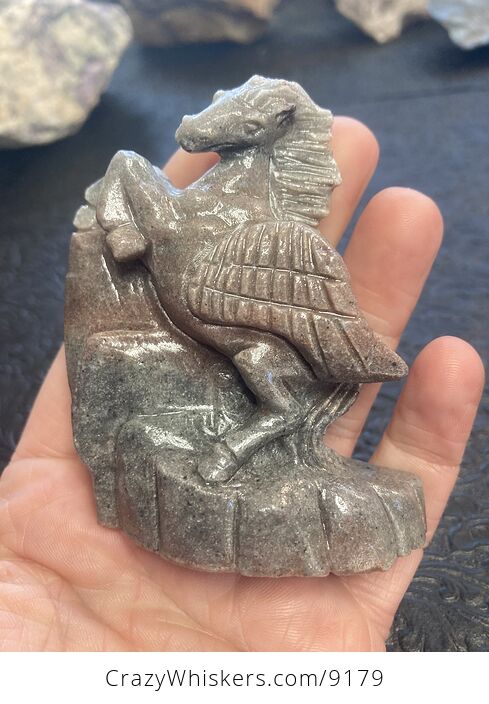 Hand Carved Crystal Stone Pegasus Quartzite Figurine - #pefdixIvk0Y-1