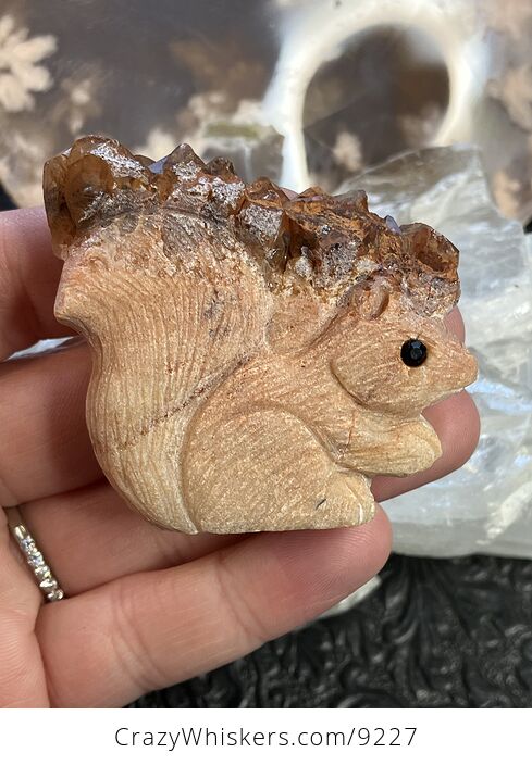 Hand Carved Crystal Stone Squirrel Figurine - #57ymDxG5Je4-1