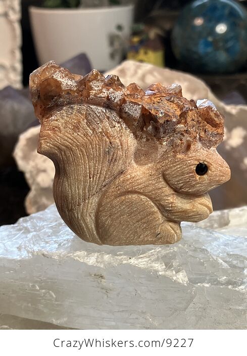 Hand Carved Crystal Stone Squirrel Figurine - #57ymDxG5Je4-5
