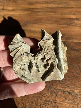 Hand Carved Dual Dragons Forming a Heart Figurine in Stone with Crystals #rl2YZNWatmk