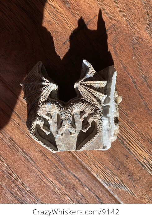 Hand Carved Dual Dragons Forming a Heart Figurine in Stone with Crystals - #rl2YZNWatmk-6