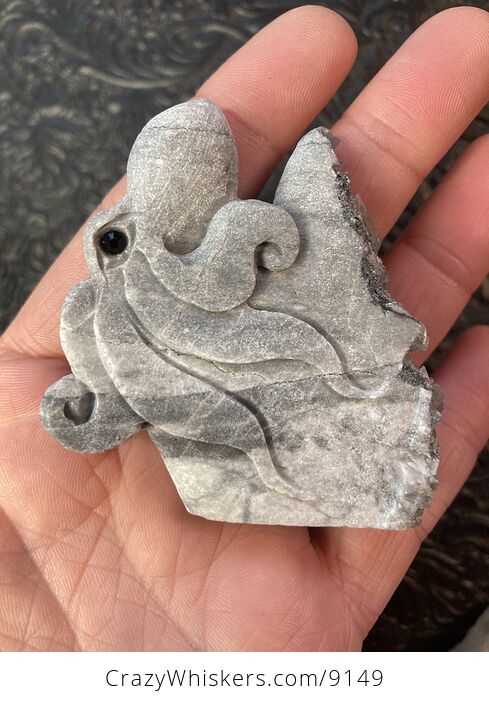 Hand Carved Dual Sided Gray Quartz Crystal Stone Octopus Figurine - #8efMFLZHkmw-1