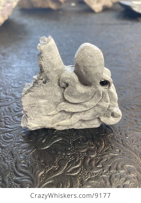 Hand Carved Dual Sided Gray Quartz Crystal Stone Octopus Figurine - #c1XCZcIr6UA-4