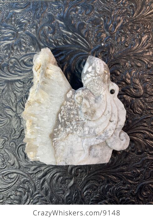 Hand Carved Dual Sided Quartz Crystal Stone Octopus Figurine - #dvPlMMBfx4o-1