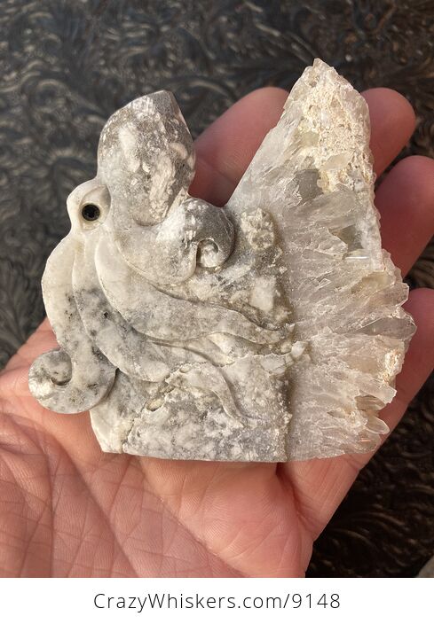 Hand Carved Dual Sided Quartz Crystal Stone Octopus Figurine - #dvPlMMBfx4o-4