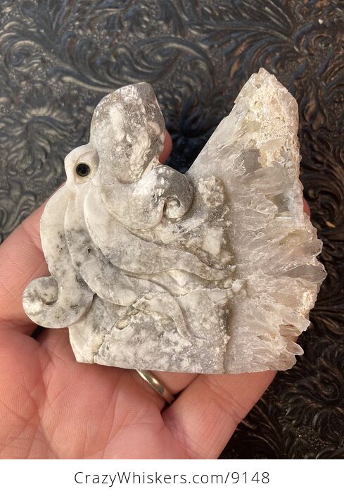 Hand Carved Dual Sided Quartz Crystal Stone Octopus Figurine - #dvPlMMBfx4o-7