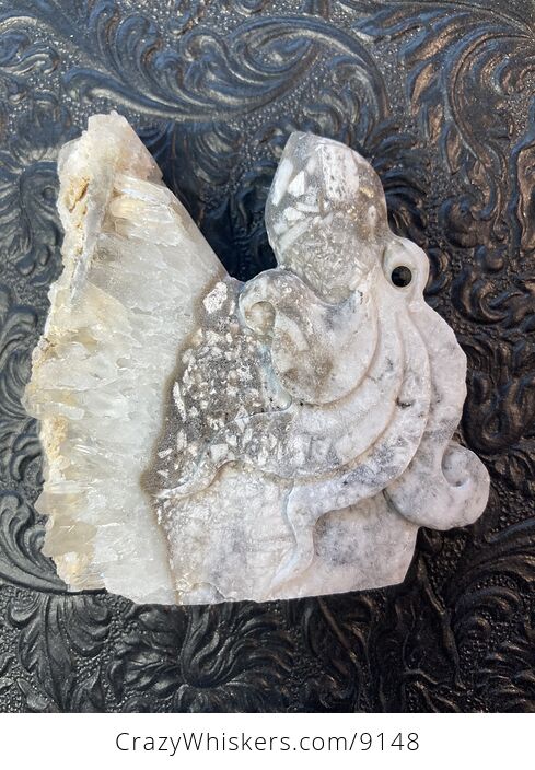 Hand Carved Dual Sided Quartz Crystal Stone Octopus Figurine - #dvPlMMBfx4o-6
