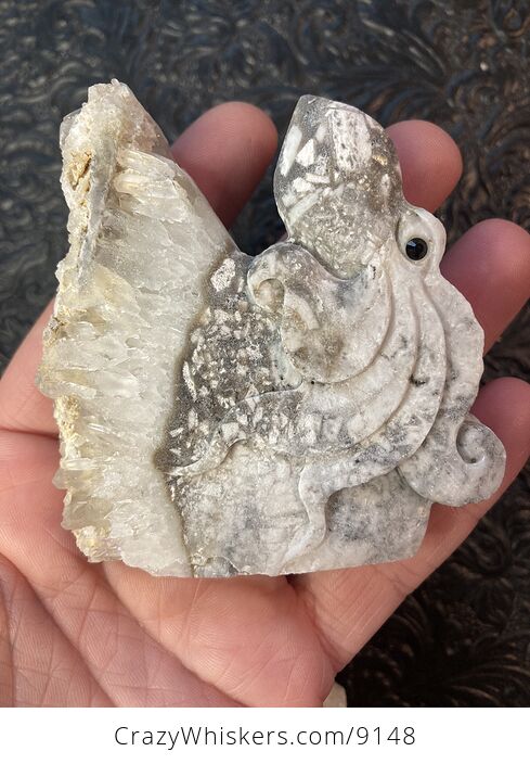 Hand Carved Dual Sided Quartz Crystal Stone Octopus Figurine - #dvPlMMBfx4o-2