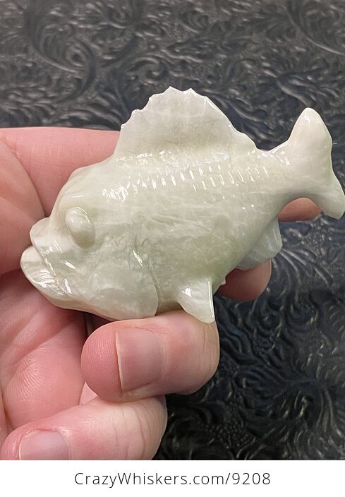 Hand Carved Jade Crystal Stone Fish Figurine - #SUT1sMIzoLo-4