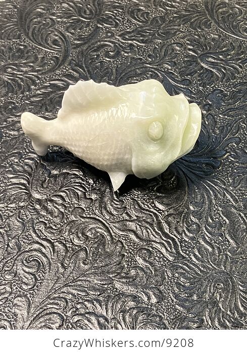 Hand Carved Jade Crystal Stone Fish Figurine - #SUT1sMIzoLo-2