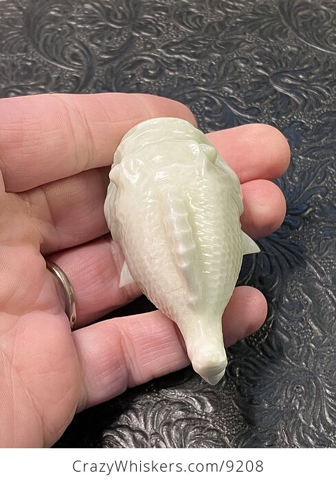 Hand Carved Jade Crystal Stone Fish Figurine - #SUT1sMIzoLo-5
