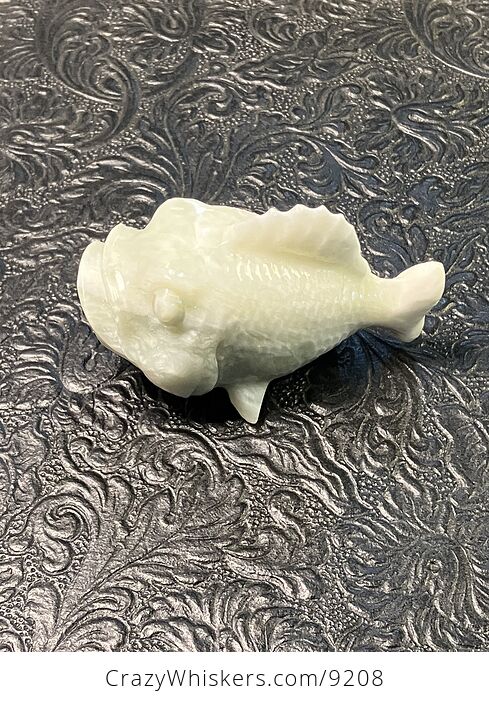 Hand Carved Jade Crystal Stone Fish Figurine - #SUT1sMIzoLo-6