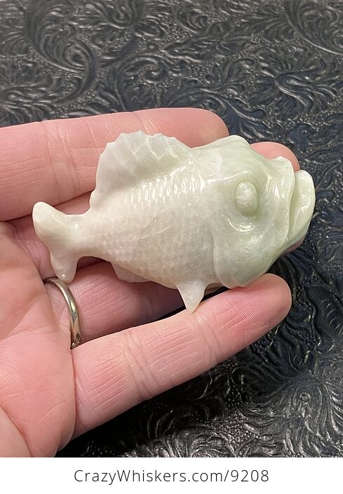 Hand Carved Jade Crystal Stone Fish Figurine - #SUT1sMIzoLo-1