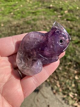 Hand Carved Purple Amethyst Stone Chameleon Lizard Crystal Figurine #fMKjxTpHsFk