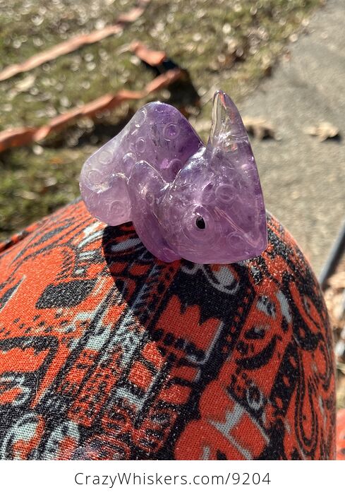 Hand Carved Purple Amethyst Stone Chameleon Lizard Crystal Figurine - #1IncuhTZEIk-6
